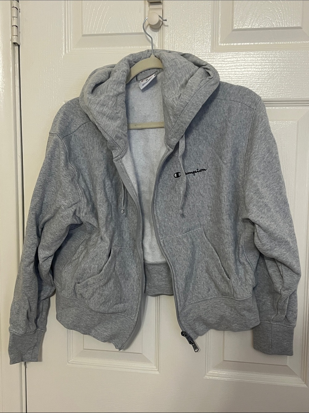 Champion Light Gray Full-Zip Hooded Sweatshirt